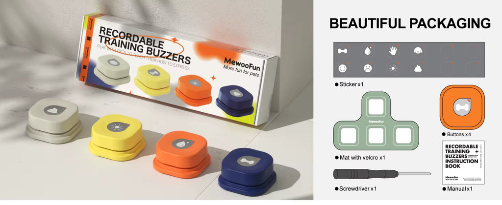 Dog Button Record Buttons with Mat