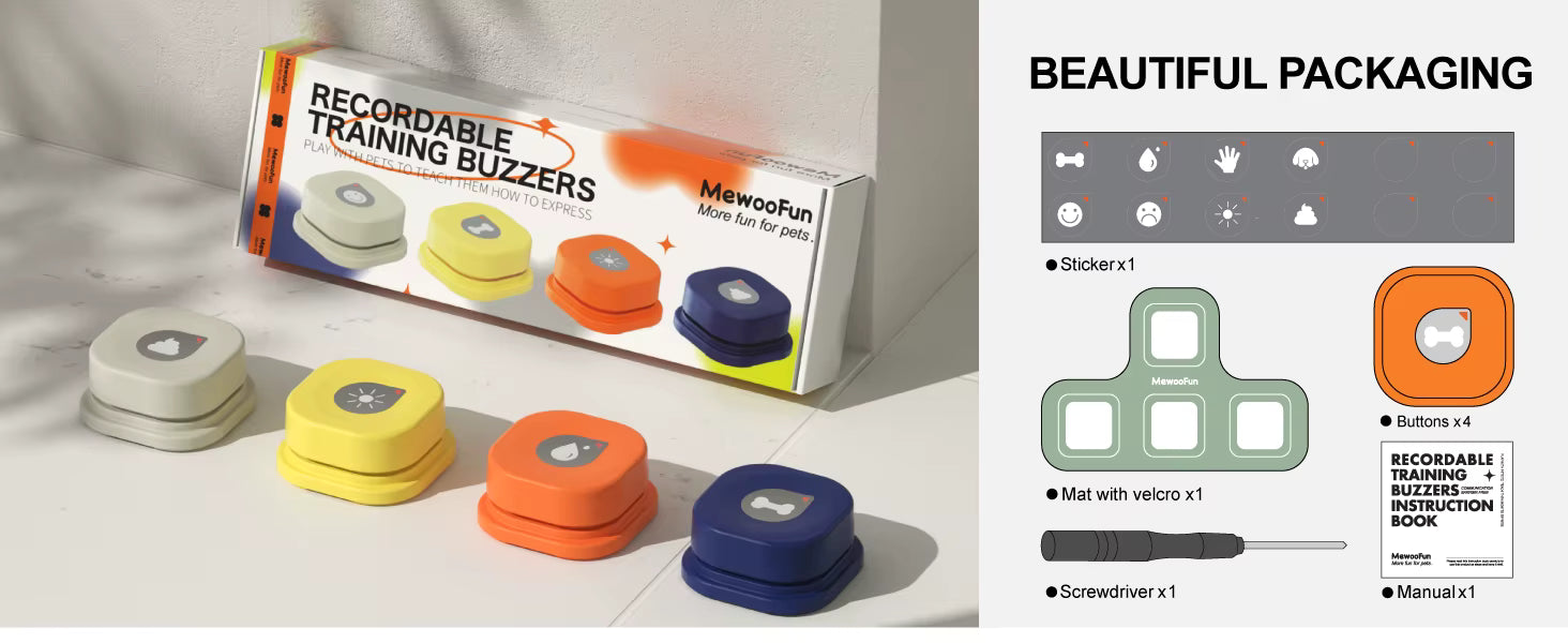 Dog Button Record Buttons with Mat